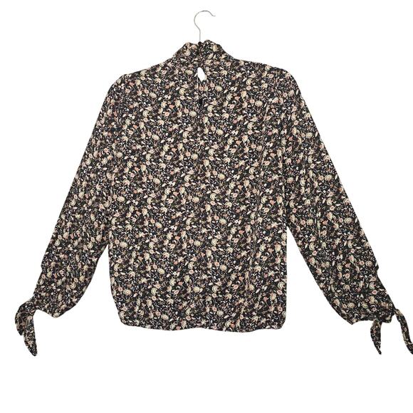 Allison Joy Blouse Womens Med Dark Floral High Neck Boho Top Whimsigoth Cottage - Picture 2 of 8